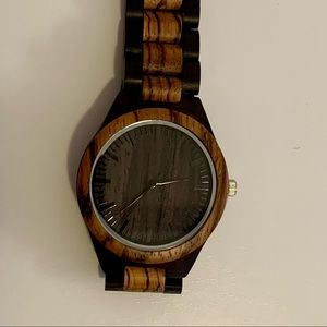 Mens - 44mm Zebrawood/Sandalwood Wooden Watch